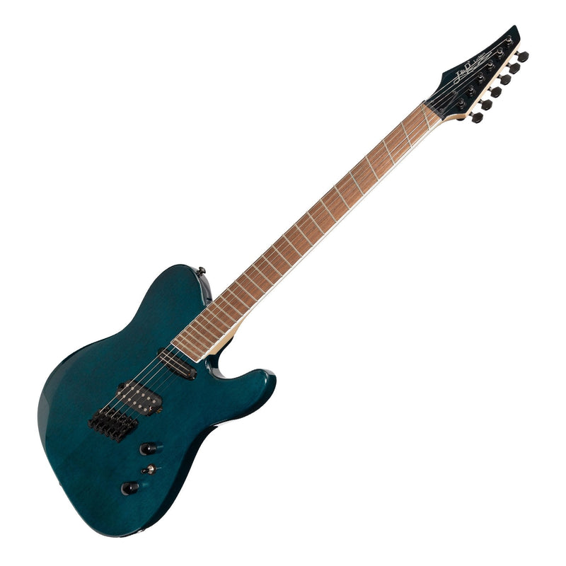 -J&D Luthiers TF60 Contemporary 'TL' Style Multi-Scale Electric Guitar (Transparent Blue)-Living Music