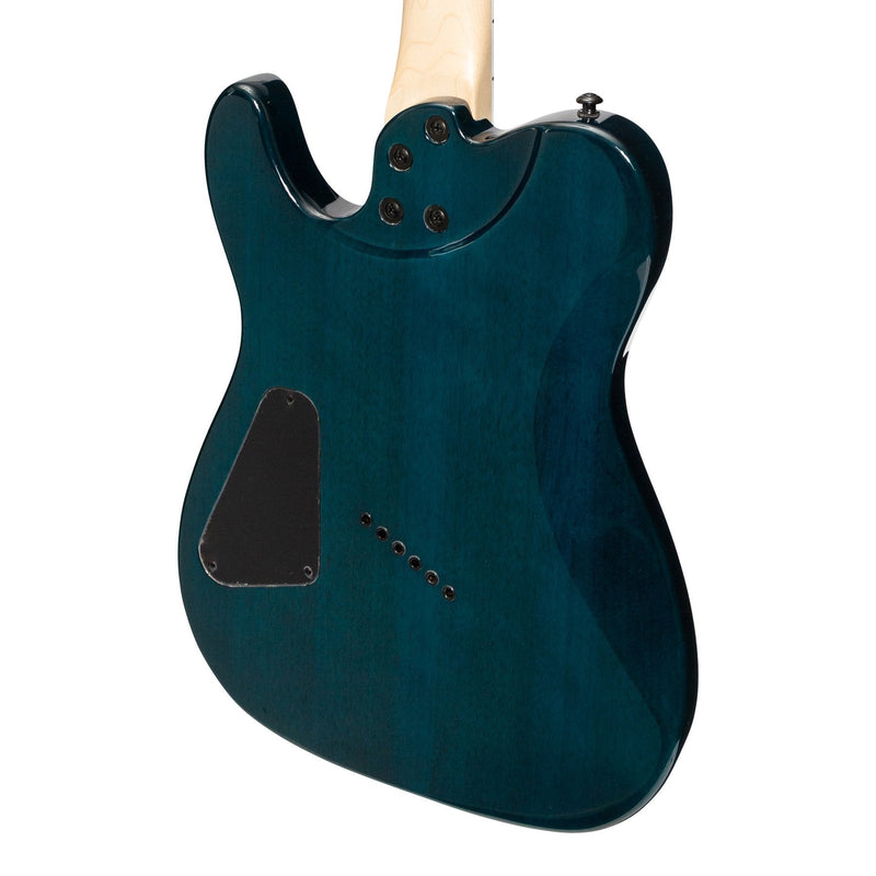 -J&D Luthiers TF60 Contemporary 'TL' Style Multi-Scale Electric Guitar (Transparent Blue)-Living Music