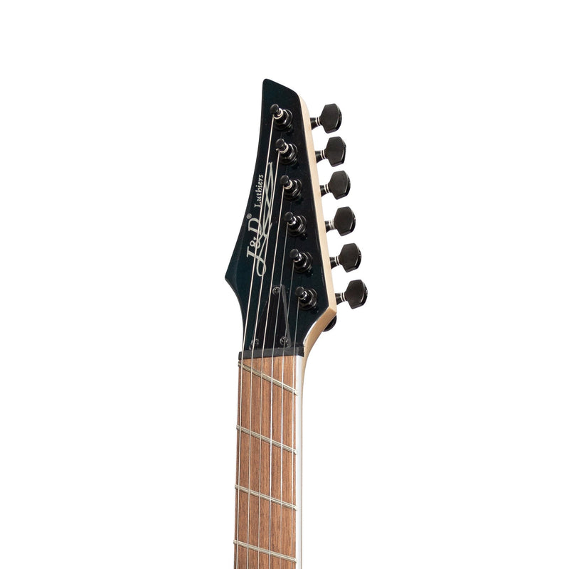 -J&D Luthiers TF60 Contemporary 'TL' Style Multi-Scale Electric Guitar (Transparent Blue)-Living Music