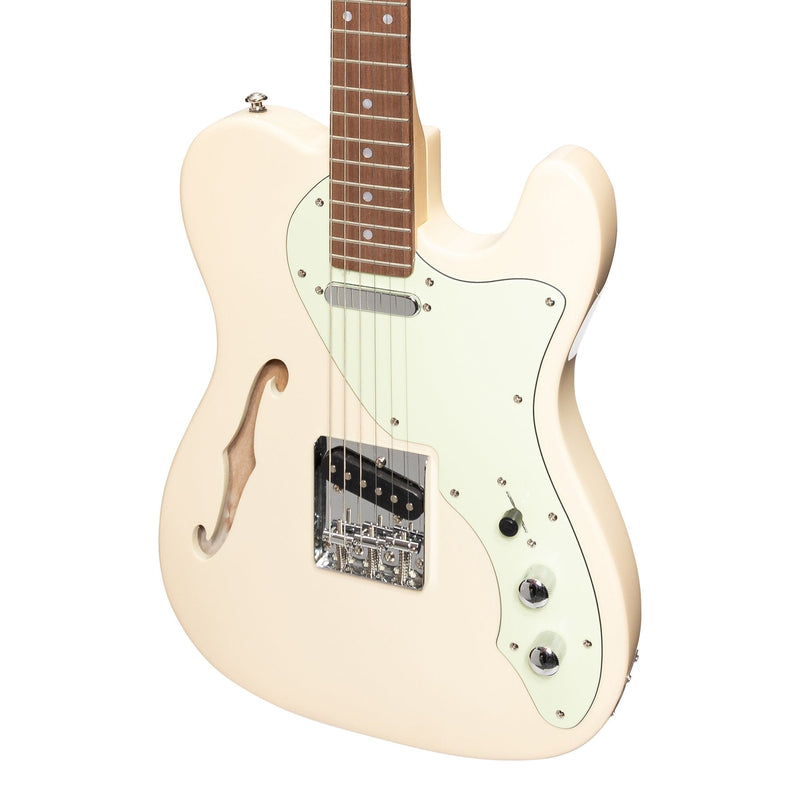 JD-DTLSH-VWH-J&D Luthiers Thinline TE-Style Electric Guitar (Vintage White)-Living Music