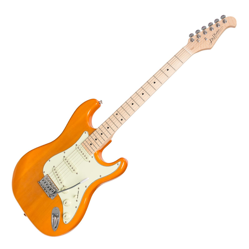 -J&D Luthiers Traditional ST-Style Electric Guitar (Transparent Amber)-Living Music
