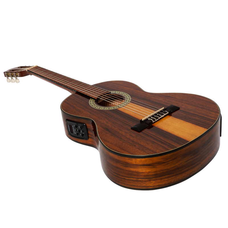 -Martinez '51 Series' 3/4 Size Electric Classical Guitar with Tuner Teakwood (Gloss)-Living Music