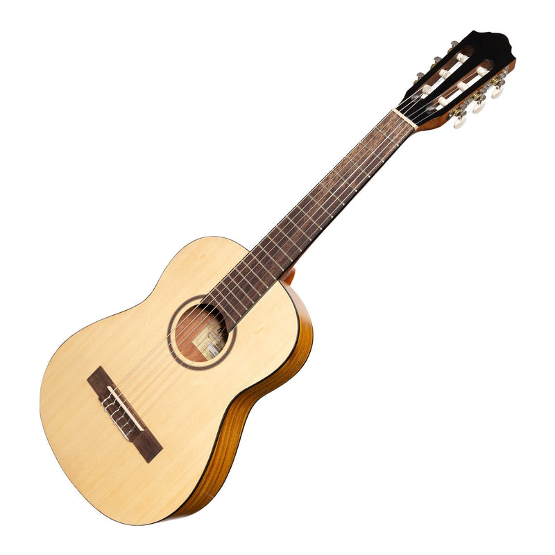 -Martinez 1/2 Size Student Classical Guitar Pack with Built In Tuner (Spruce/Koa)-Living Music