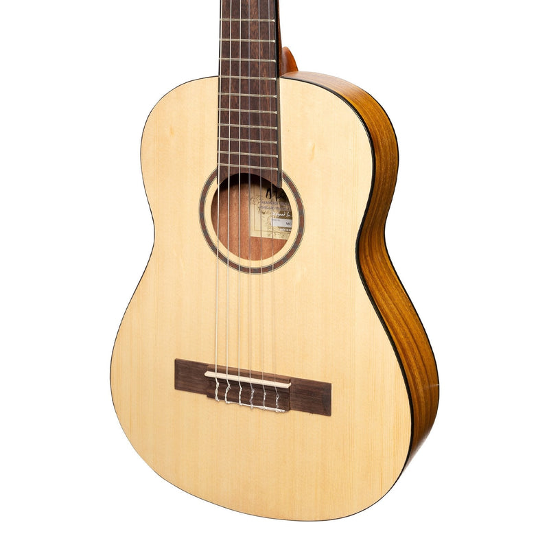 -Martinez 1/2 Size Student Classical Guitar Pack with Built In Tuner (Spruce/Koa)-Living Music