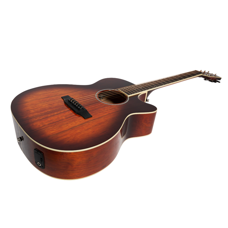 MFC-31D-ABB-Martinez '31 Series' Daowood Small Body Acoustic-Electric Cutaway Guitar (African Brownburst)-Living Music