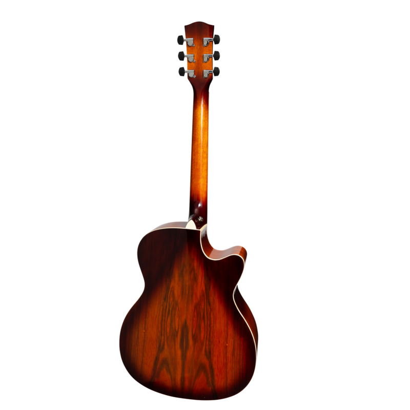 MFC-31DL-ABB-Martinez '31 Series' Daowood Small Body Left Handed Acoustic-Electric Cutaway Guitar (African Brownburst)-Living Music