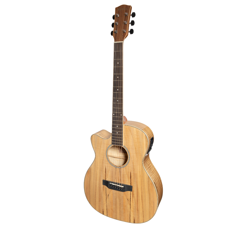 MBT-31SM-NGL-Martinez '31 Series' Spalted Maple Acoustic-Electric Babe Traveller Guitar (Natural Gloss)-Living Music