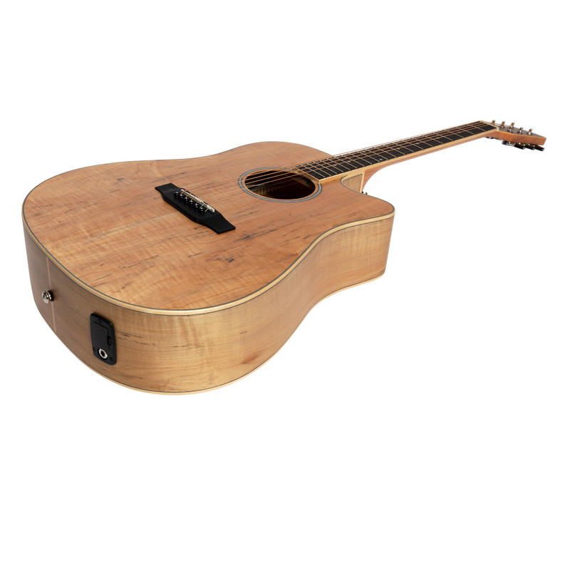 MDC-31SM-NST-Martinez '31 Series' Spalted Maple Acoustic-Electric Dreadnought Cutaway Guitar (Natural Satin)-Living Music