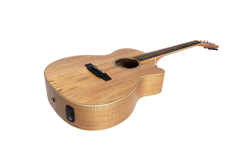 -Martinez '31 Series' Spalted Maple Small Body Acoustic-Electric Cutaway Guitar (Natural Satin)-Living Music