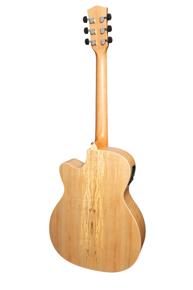 -Martinez '31 Series' Spalted Maple Small Body Acoustic-Electric Cutaway Guitar (Natural Satin)-Living Music