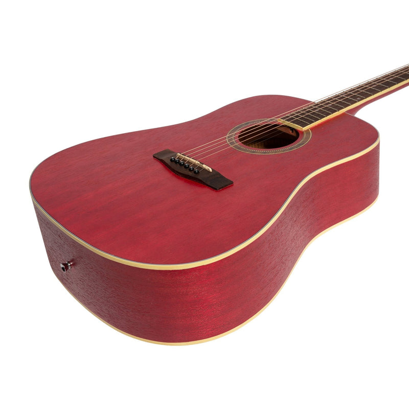 MD-41-PNK-Martinez '41 Series' Dreadnought Acoustic Guitar (Strawberry Pink)-Living Music