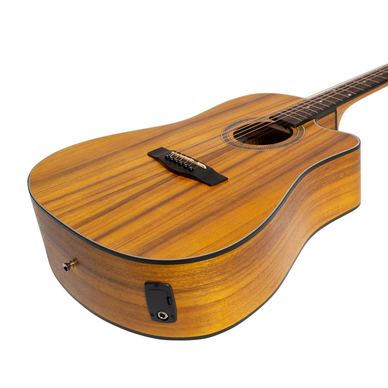 MDC-41-KOA-Martinez '41 Series' Dreadnought Cutaway Acoustic-Electric Guitar (Koa)-Living Music