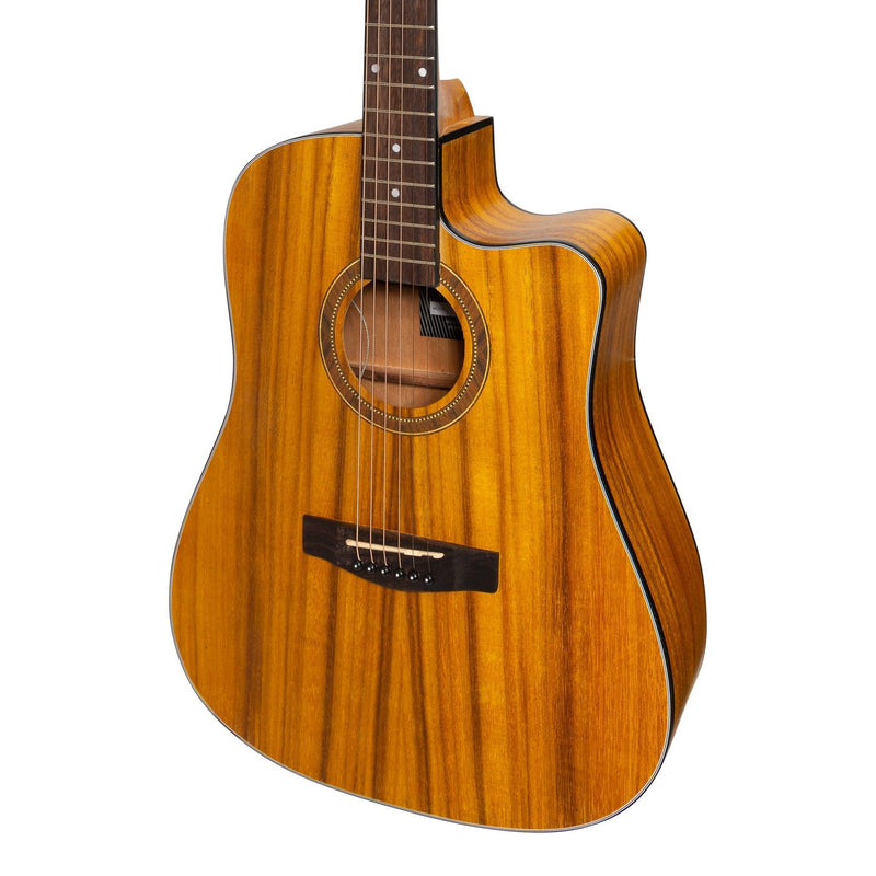 -Martinez '41 Series' Dreadnought Cutaway Acoustic-Electric Guitar Pack (Koa)-Living Music