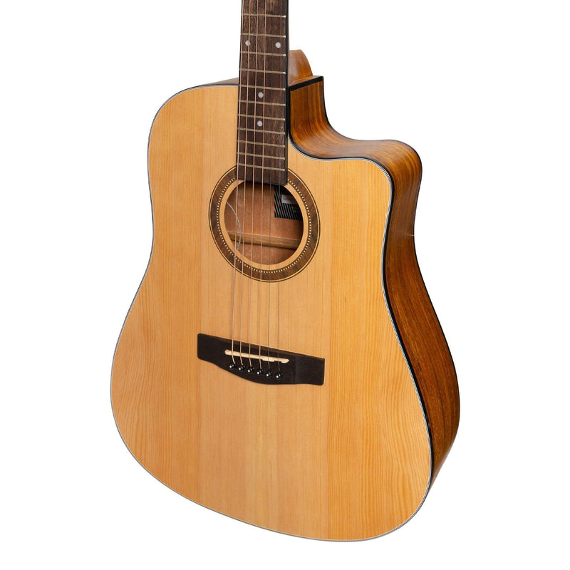 -Martinez '41 Series' Dreadnought Cutaway Acoustic-Electric Guitar Pack (Spruce/Koa)-Living Music
