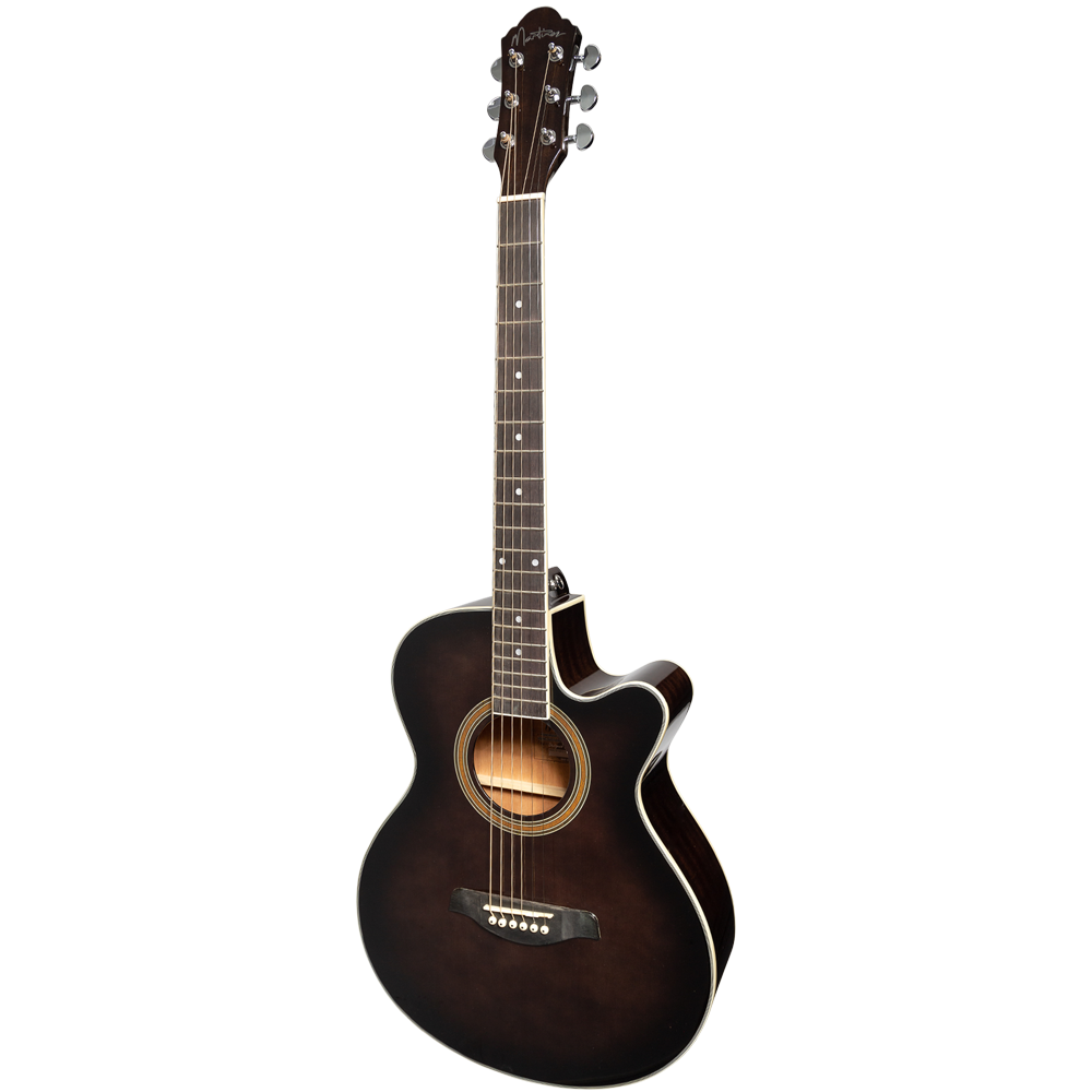 -Martinez '41 Series' Folk Size Cutaway Acoustic-Electric Guitar (Black Sunburst)-Living Music