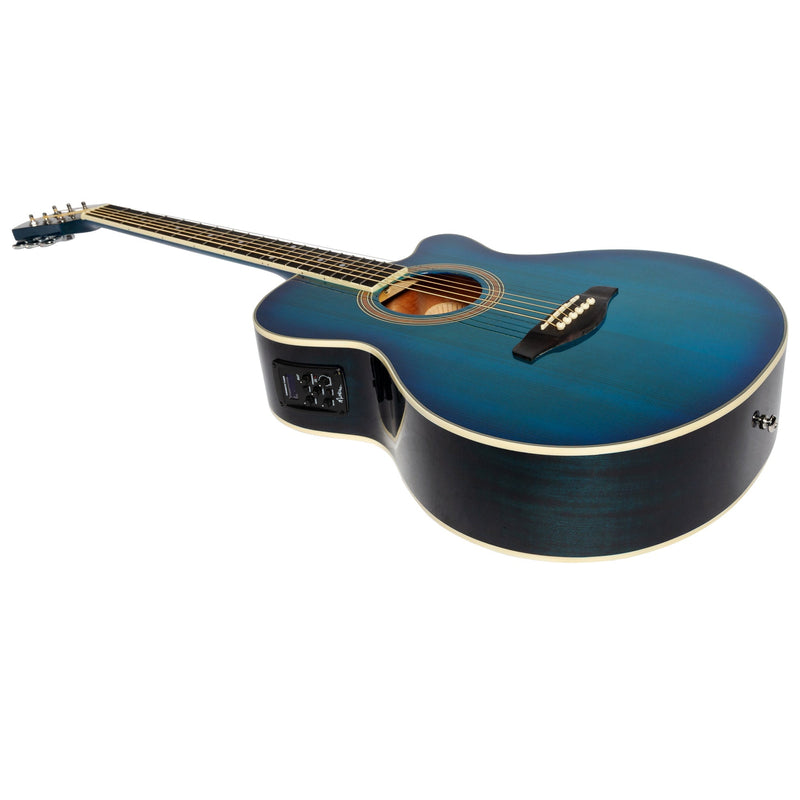 -Martinez '41 Series' Folk Size Cutaway Acoustic-Electric Guitar (Blue Burst)-Living Music