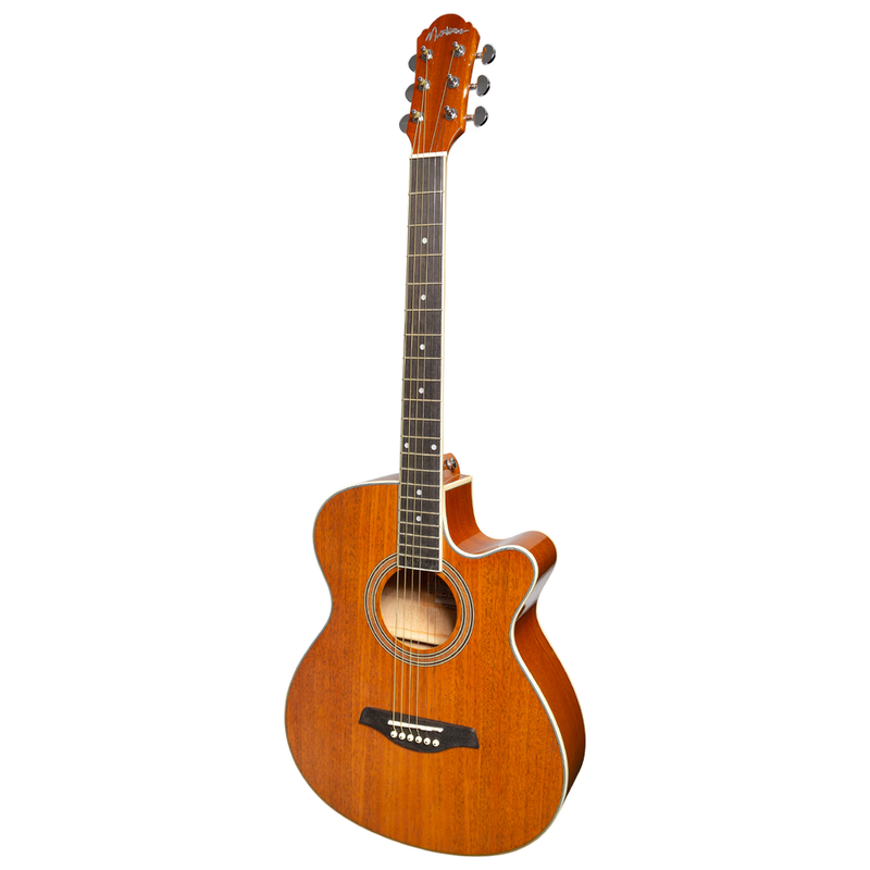 -Martinez '41 Series' Folk Size Cutaway Acoustic-Electric Guitar (Gloss Mahogany)-Living Music
