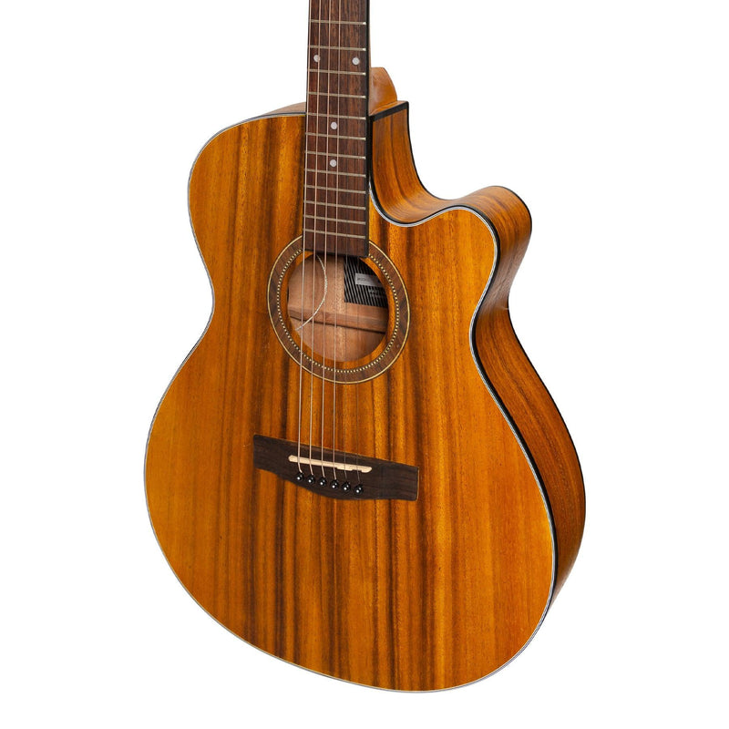 -Martinez '41 Series' Folk Size Cutaway Acoustic-Electric Guitar Pack (Koa)-Living Music