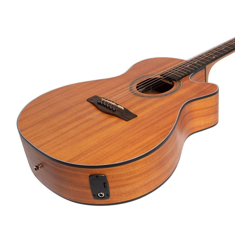 -Martinez '41 Series' Folk Size Cutaway Acoustic-Electric Guitar Pack (Mahogany)-Living Music
