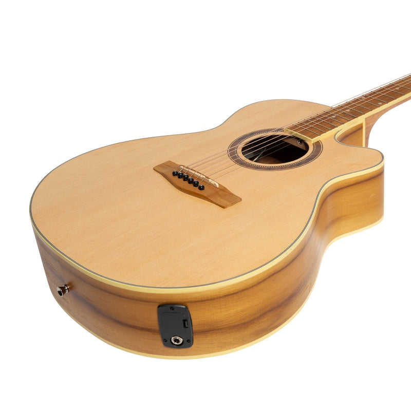 MP-F4-SJ-Martinez '41 Series' Folk Size Cutaway Acoustic-Electric Guitar Pack (Spruce/Jati-Teakwood)-Living Music