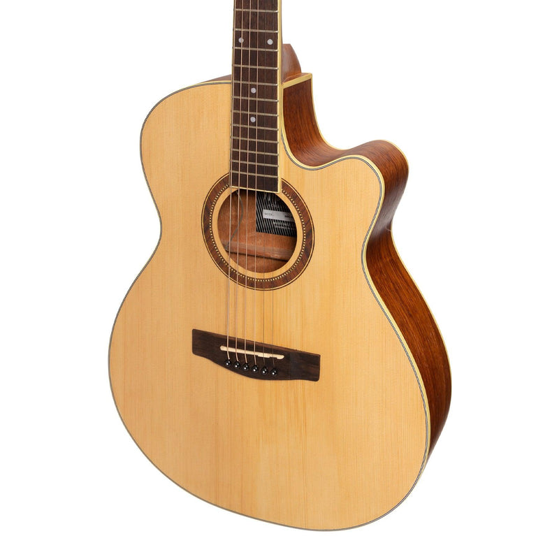 -Martinez '41 Series' Folk Size Cutaway Acoustic-Electric Guitar Pack (Spruce/Rosewood)-Living Music