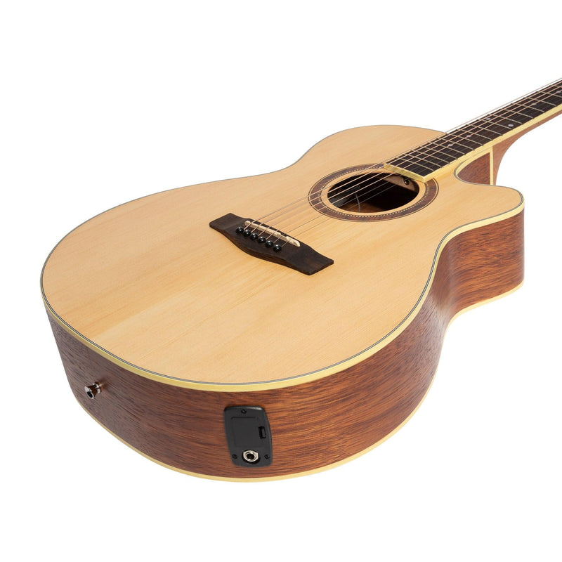 -Martinez '41 Series' Folk Size Cutaway Acoustic-Electric Guitar Pack (Spruce/Rosewood)-Living Music