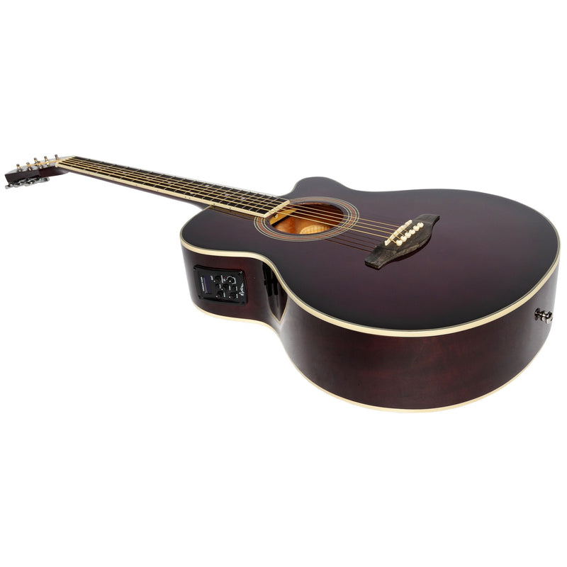 -Martinez '41 Series' Folk Size Cutaway Acoustic-Electric Guitar (Purple Burst)-Living Music
