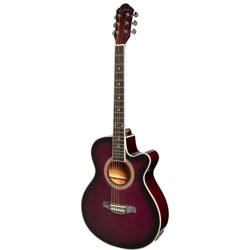-Martinez '41 Series' Folk Size Cutaway Acoustic-Electric Guitar (Purple Burst)-Living Music