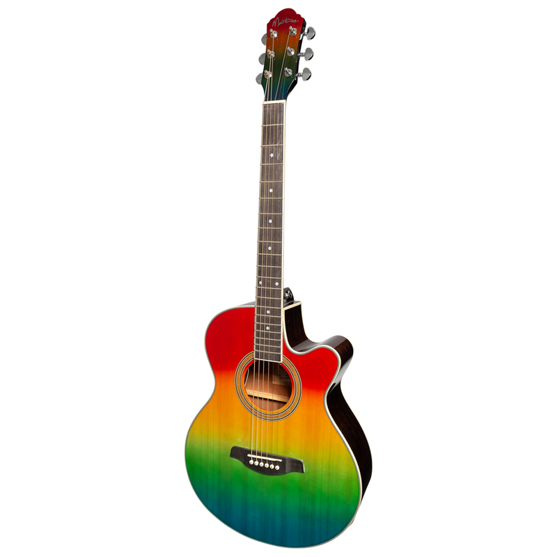 -Martinez '41 Series' Folk Size Cutaway Acoustic-Electric Guitar (Rainbow Burst)-Living Music