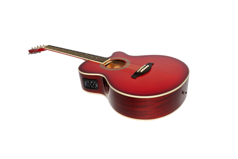 -Martinez '41 Series' Folk Size Cutaway Acoustic-Electric Guitar (Red Sunburst)-Living Music