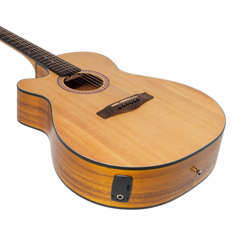 MFC-41L-SK-Martinez '41 Series' Left Handed Folk Size Cutaway Acoustic-Electric Guitar (Spruce/Koa)-Living Music
