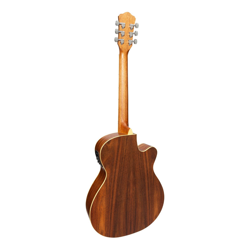 MFC-41L-SR-Martinez '41 Series' Left Handed Folk Size Cutaway Acoustic-Electric Guitar (Spruce/Rosewood)-Living Music