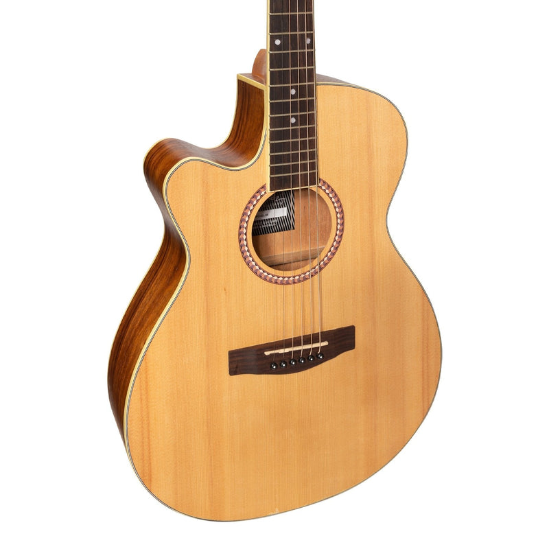 MFC-41L-SR-Martinez '41 Series' Left Handed Folk Size Cutaway Acoustic-Electric Guitar (Spruce/Rosewood)-Living Music