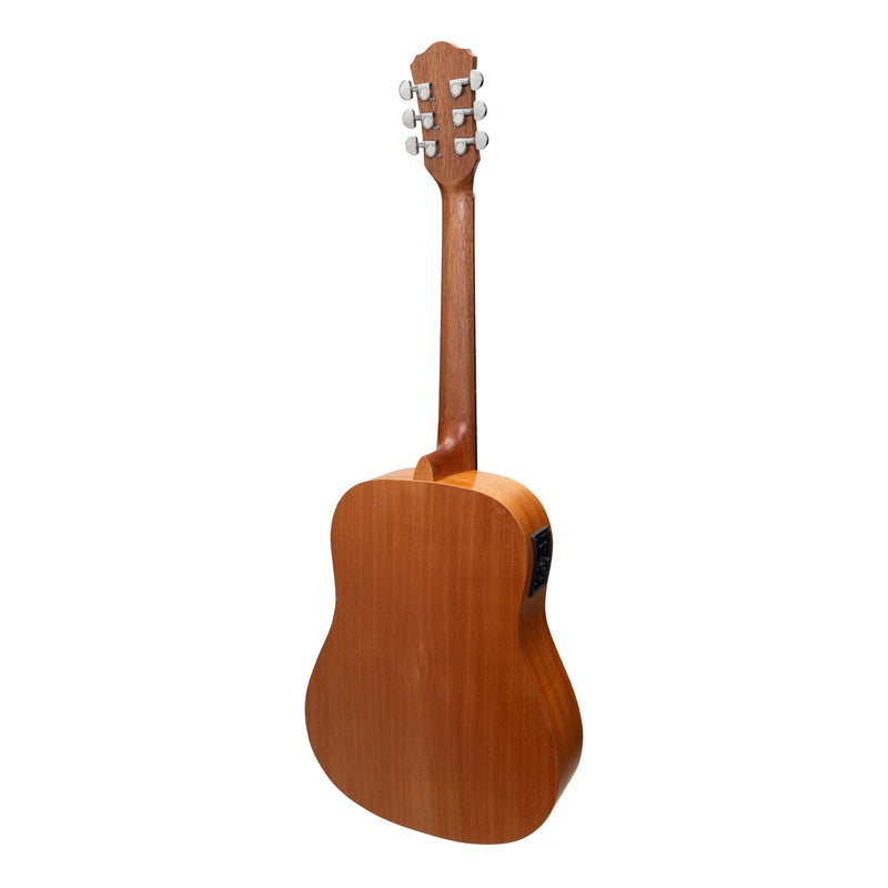 -Martinez Acoustic-Electric Middy Traveller Guitar with Built-In Tuner (Mahogany)-Living Music