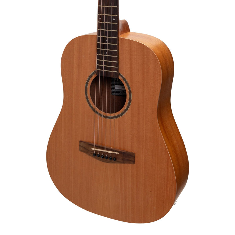 -Martinez Acoustic-Electric Middy Traveller Guitar with Built-In Tuner (Mahogany)-Living Music