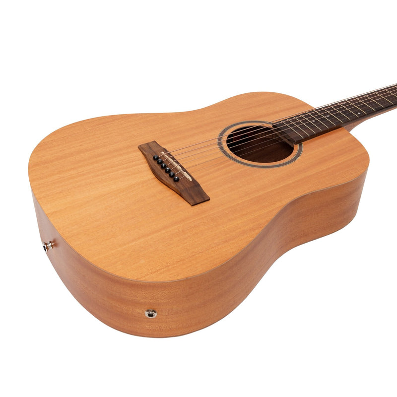-Martinez Acoustic-Electric Middy Traveller Guitar with Built-In Tuner (Mahogany)-Living Music