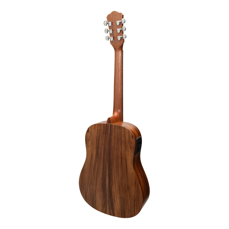 -Martinez Acoustic-Electric Middy Traveller Guitar with Built-In Tuner (Rosewood)-Living Music