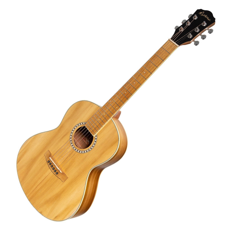 -Martinez Acoustic 'Little-Mini' Folk Guitar Pack with Built-In Tuner (Jati-Teakwood)-Living Music
