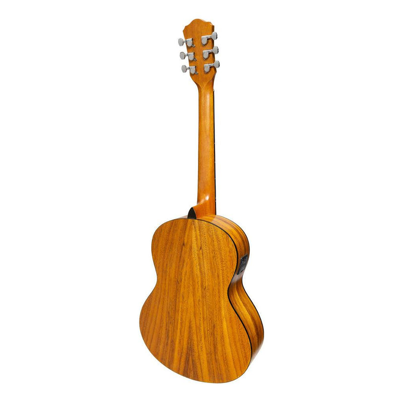 -Martinez Acoustic 'Little-Mini' Folk Guitar Pack with Built-In Tuner (Koa)-Living Music