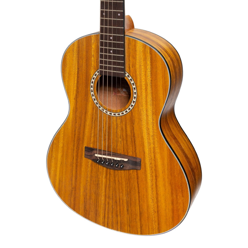 MZ-LM2T-KOA-Martinez Acoustic 'Little-Mini' Folk Guitar with Built-In Tuner (Koa)-Living Music