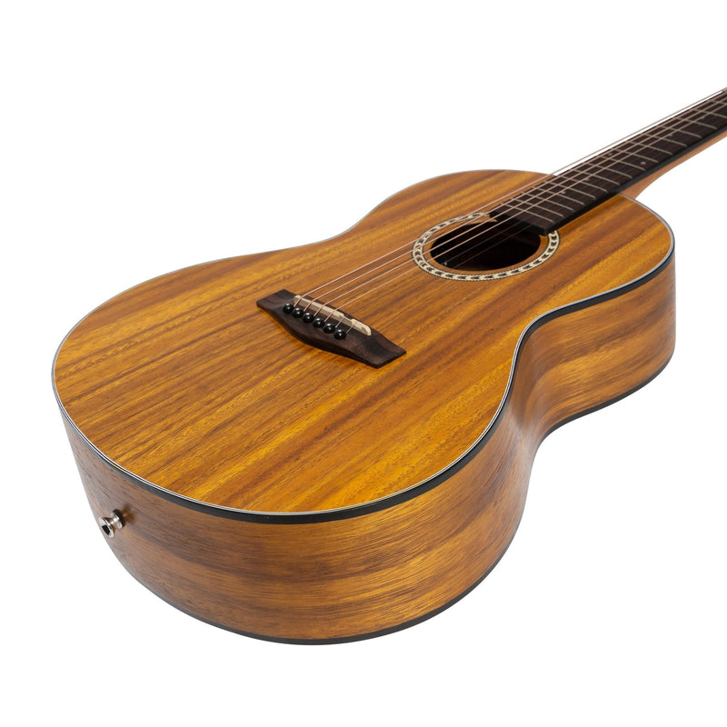 MZ-LM2T-KOA-Martinez Acoustic 'Little-Mini' Folk Guitar with Built-In Tuner (Koa)-Living Music