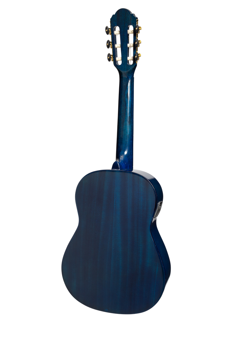 -Martinez G-Series 1/2 Size Student Classical Guitar Pack with Built In Tuner (Blue-Gloss)-Living Music