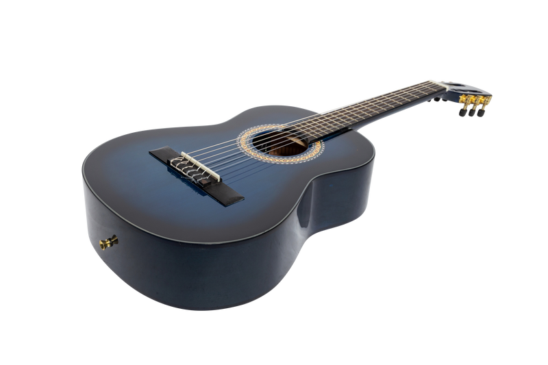 MP-12GT-BLS-Martinez G-Series 1/2 Size Student Classical Guitar Pack with Built In Tuner (Blue-Gloss)-Living Music