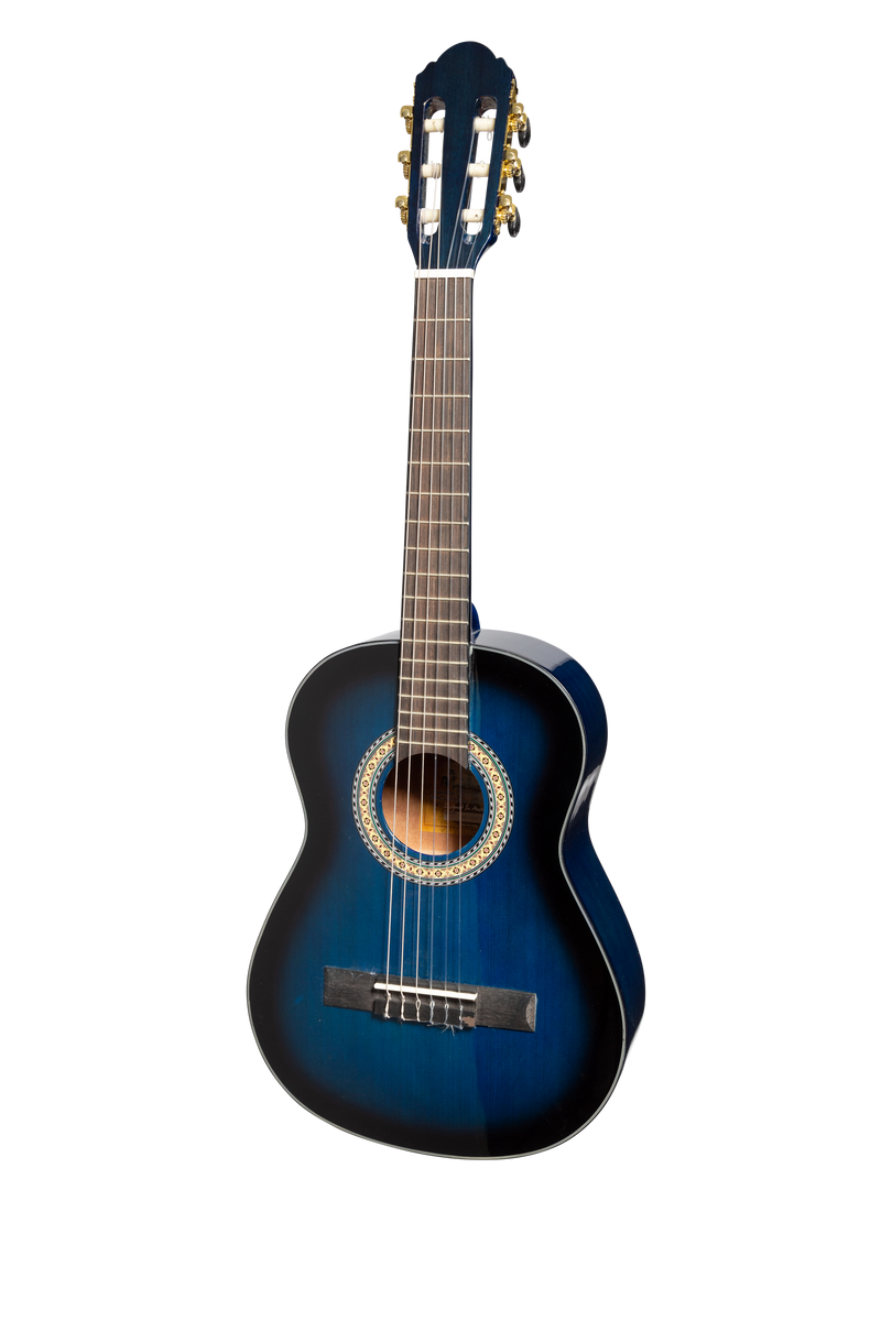 -Martinez G-Series 1/2 Size Student Classical Guitar Pack with Built In Tuner (Blue-Gloss)-Living Music