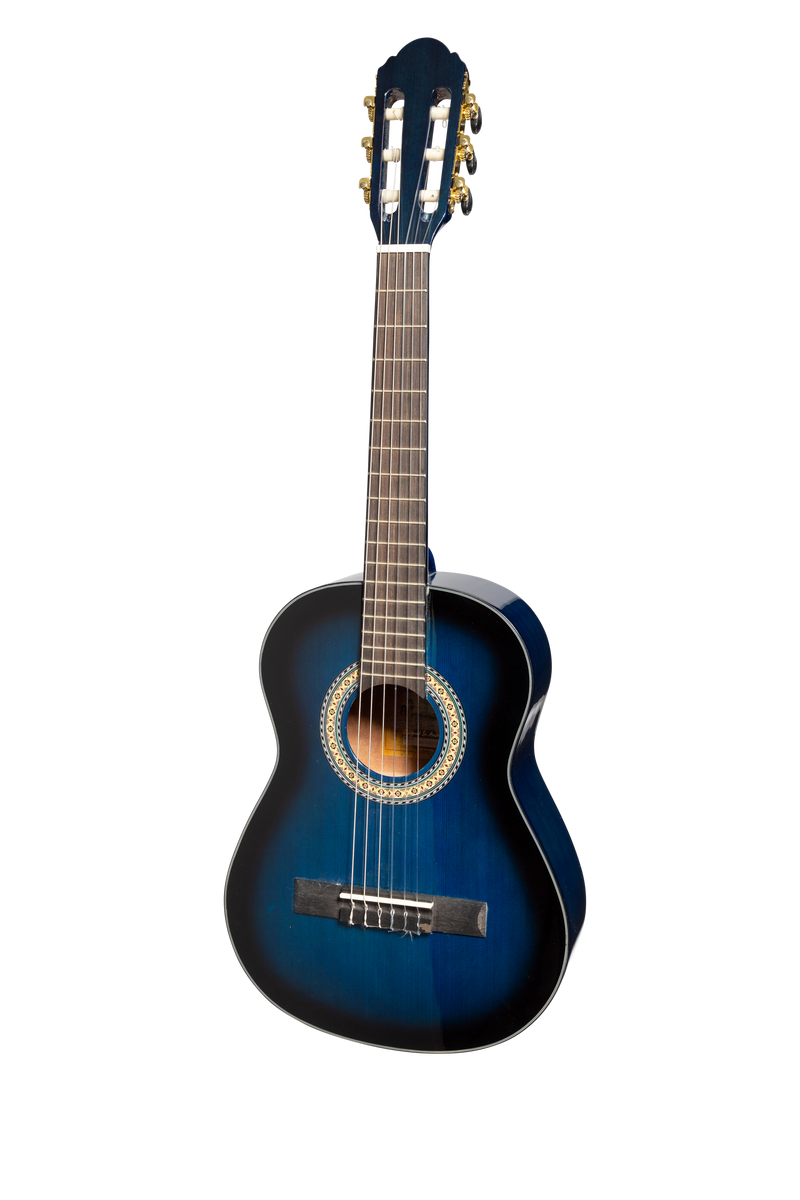 MP-12GT-BLS-Martinez G-Series 1/2 Size Student Classical Guitar Pack with Built In Tuner (Blue-Gloss)-Living Music