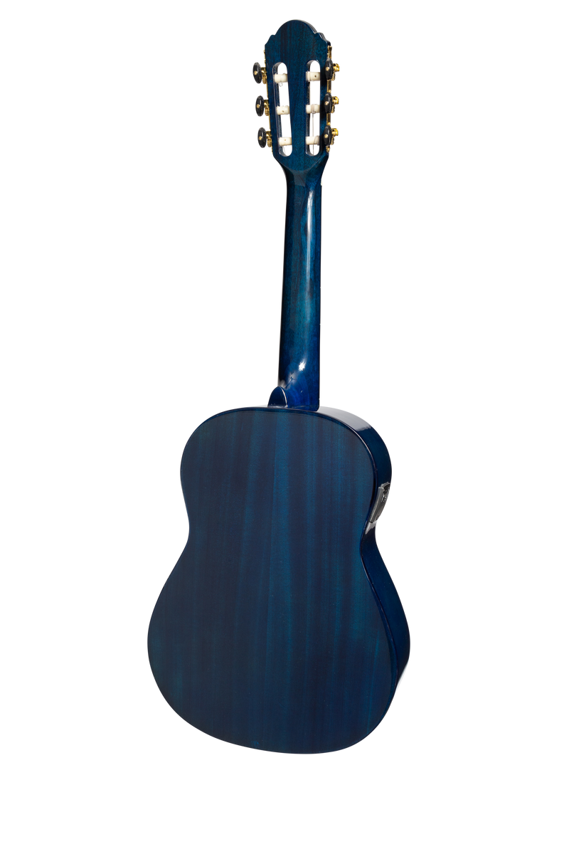 MC-12GT-BLS-Martinez G-Series 1/2 Size Student Classical Guitar with Built In Tuner (Blue-Gloss)-Living Music