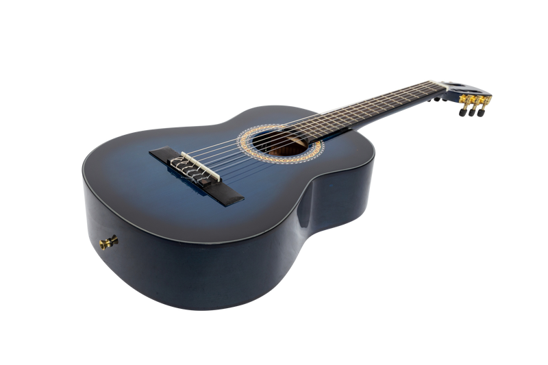 MC-12GT-BLS-Martinez G-Series 1/2 Size Student Classical Guitar with Built In Tuner (Blue-Gloss)-Living Music