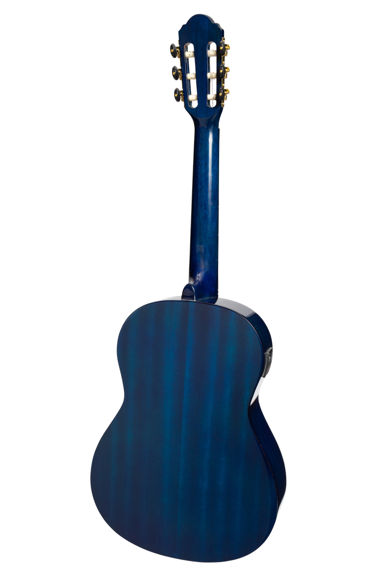 -Martinez G-Series 3/4 Size Electric Classical Guitar with Tuner (Blue-Gloss)-Living Music