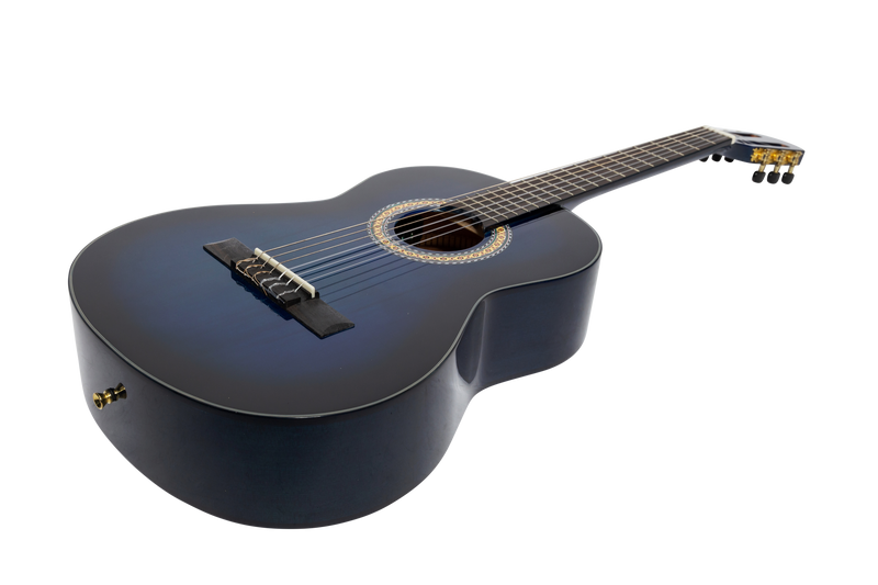 -Martinez G-Series 3/4 Size Electric Classical Guitar with Tuner (Blue-Gloss)-Living Music