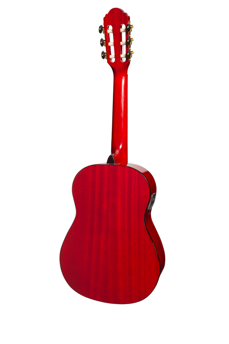 MP-34GT-TWR-Martinez G-Series 3/4 Size Student Classical Guitar Pack with Built In Tuner (Trans Wine Red-Gloss)-Living Music